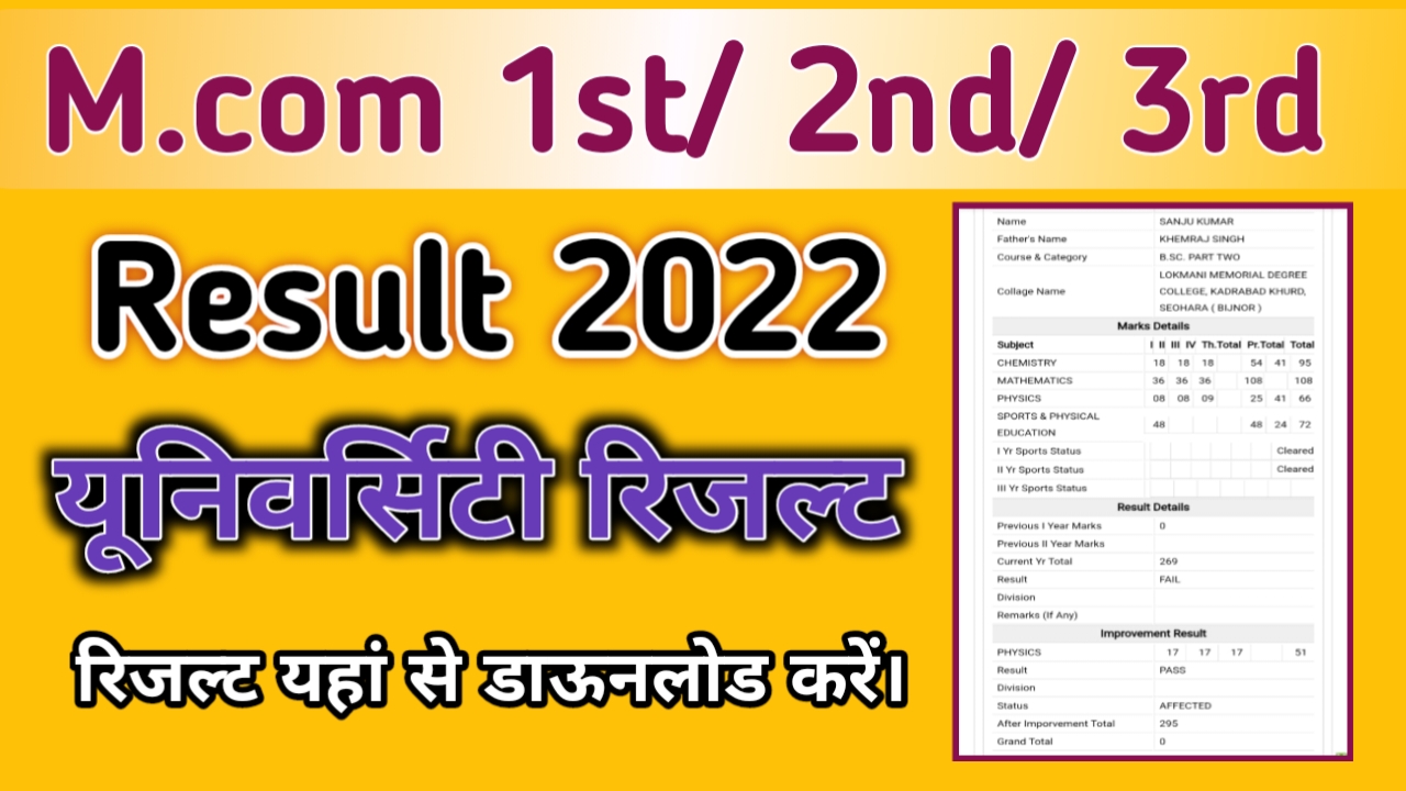 M.com Result 2022: All University wise M.com Result Result 2022 यहाँ चेक करे, M.com 1st, 2nd Year Result