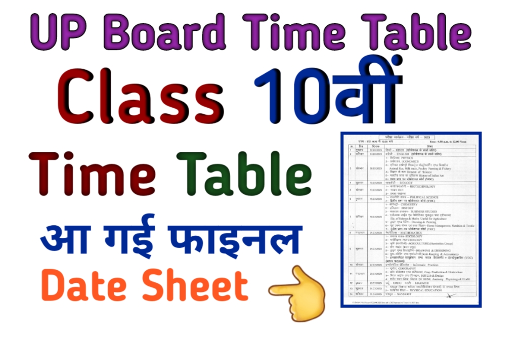 up board 10th time table