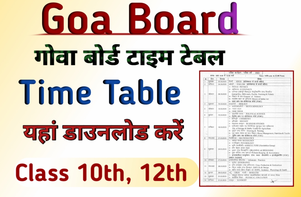 Goa Board time table