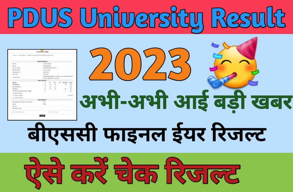 Shekhawati University Result 2023 PDUSU B.sc 3rd Year Result ; पंडित ...