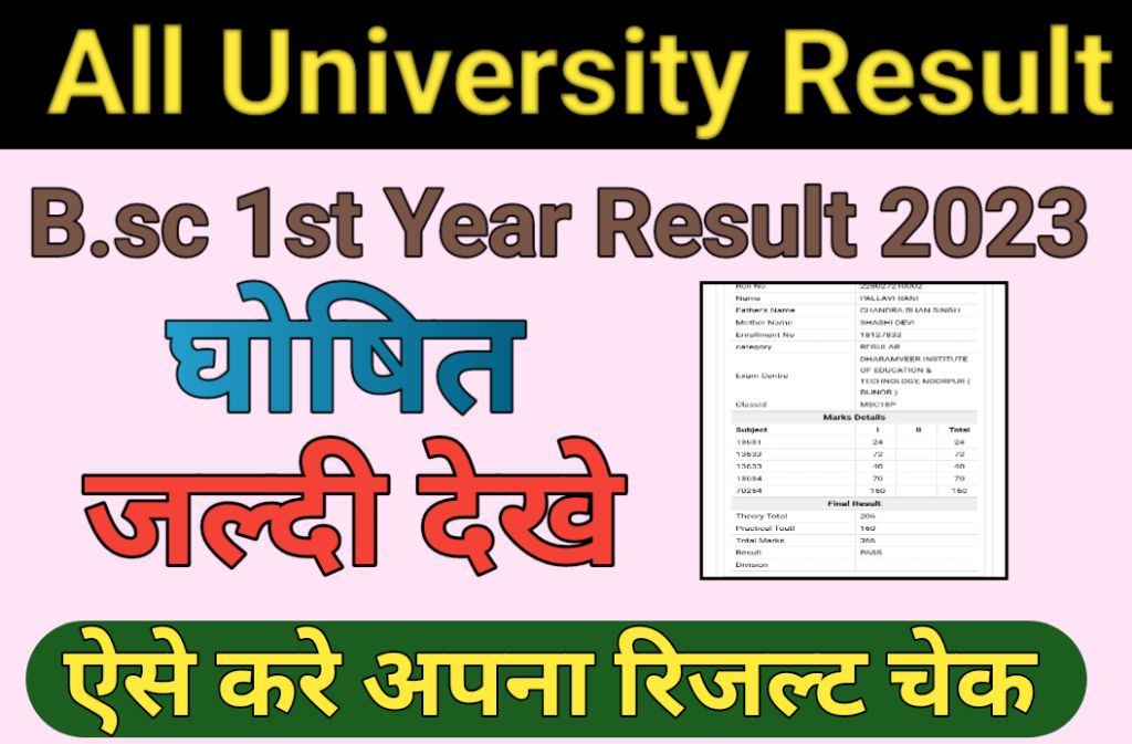 All University B.sc 1st Year Result 2023; University Wise Check B.sc ...