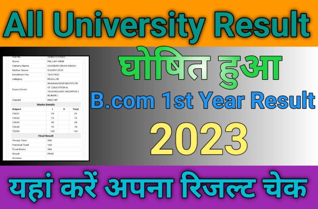University Wise Check B.com 1st Year Result 2023