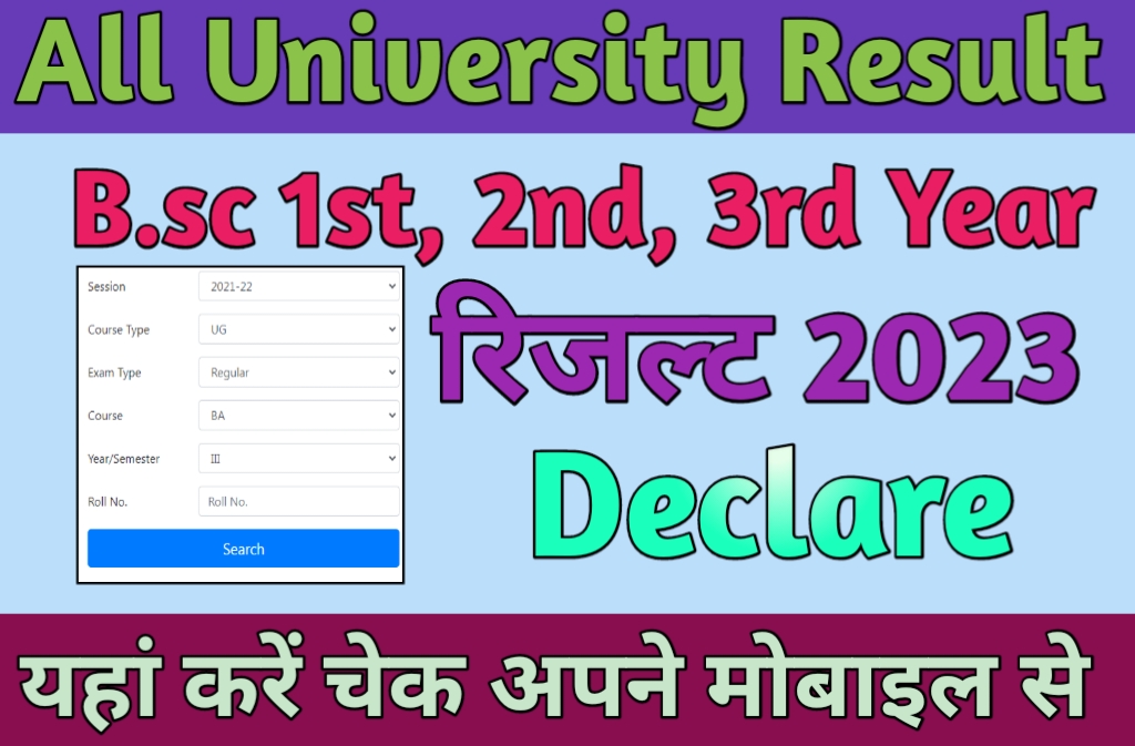 All University B.sc 1st, 2nd, 3rd Year Result 2023