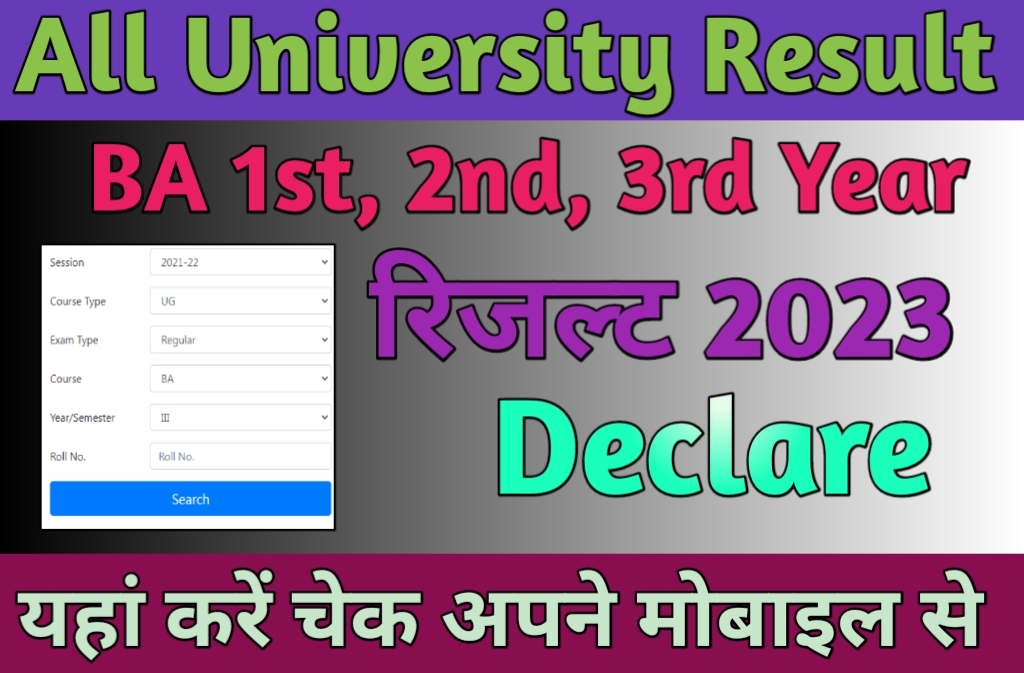 All University BA 1st, 2nd, 3rd Year Result 2023 Declare