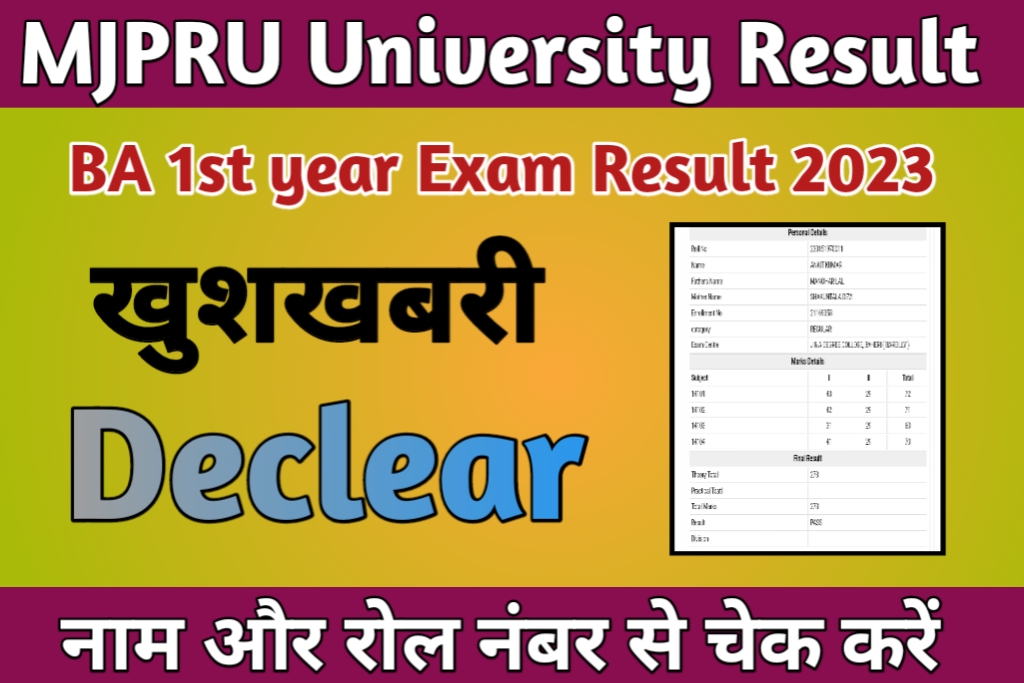 Rohilkhand University BA Part 1st Results Online||MJPRU BA 1st Year ...