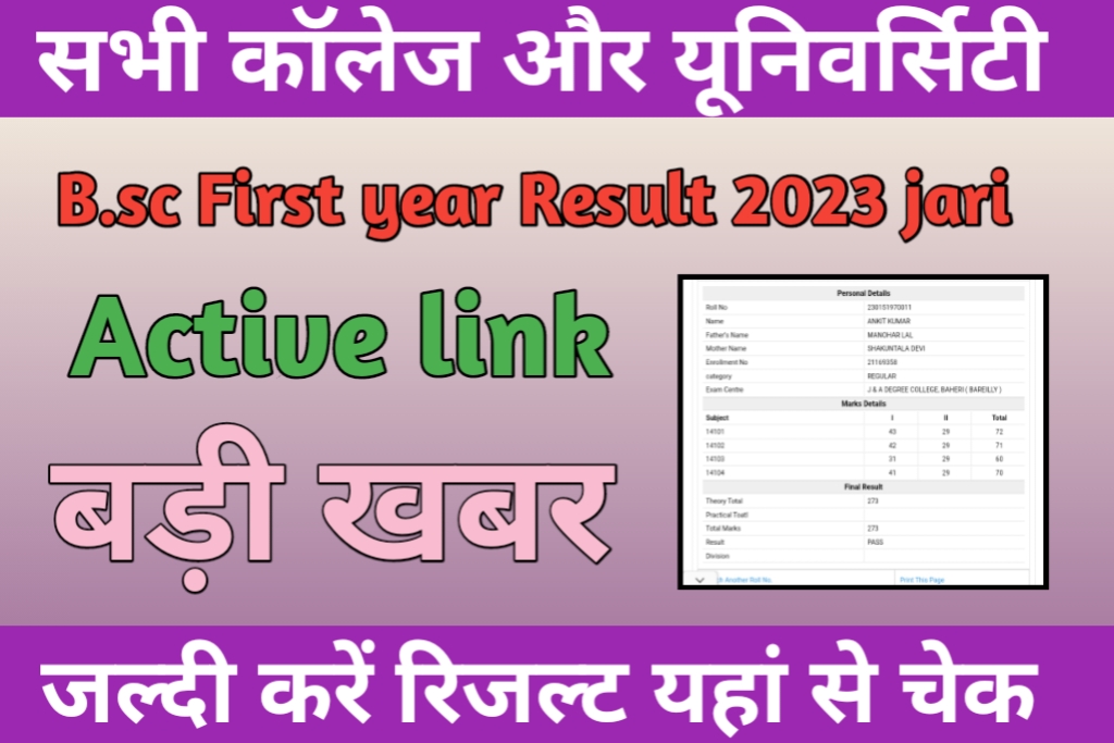 B.sc 1st Year Result 2023 :-