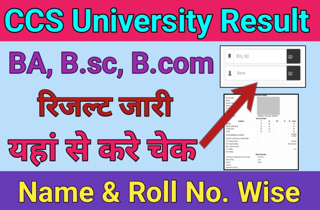 CCS University BA, B.sc, B.com Result