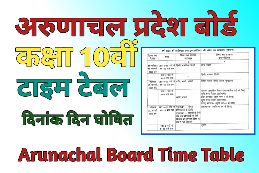 Arunachal Pradesh 10th Time Table 2024