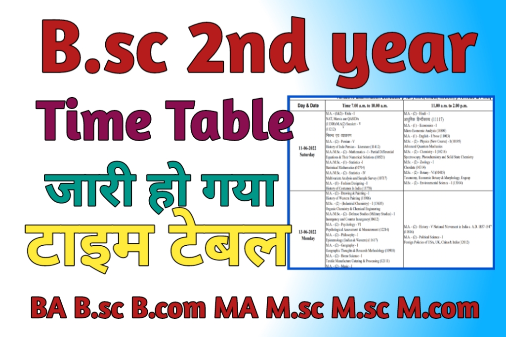 Bsc 2nd year Time Table 2023