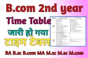 Bcom 2nd year Time Table