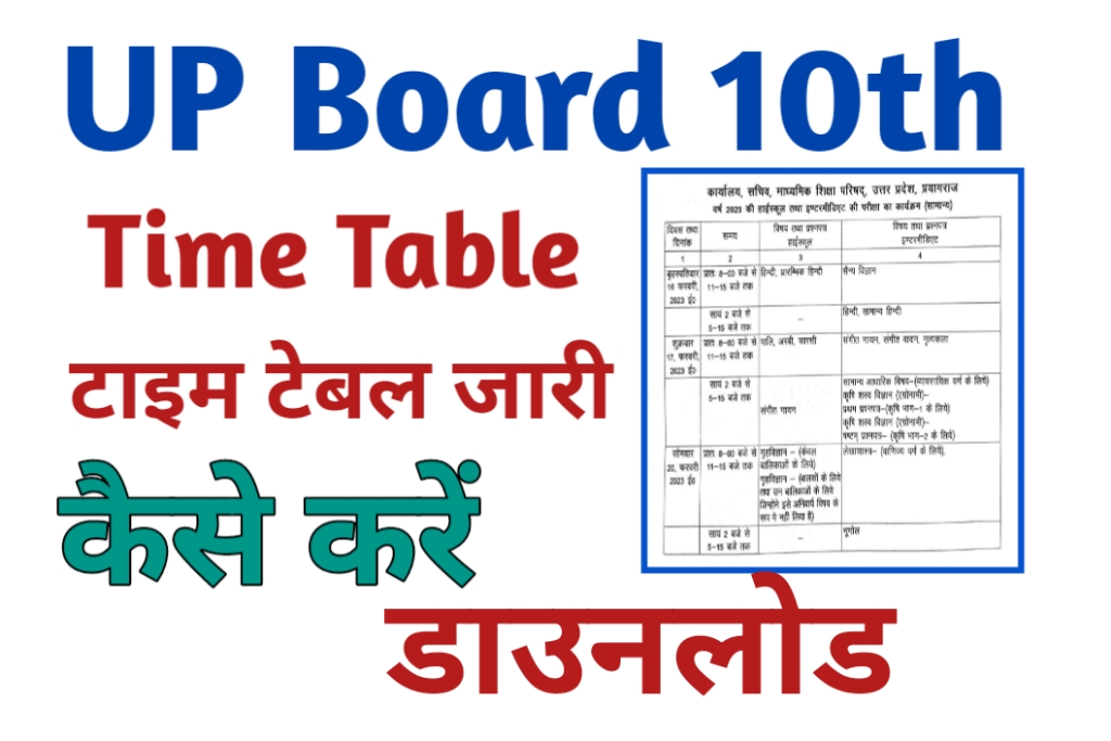 UP Board 10th Time Table 2024 Download Link