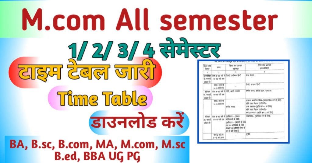 1/2/3/4 Semester Time Table 2024 Semester Time Table 2024