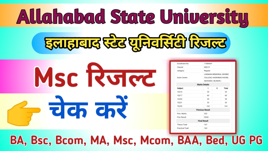 Allahabad State University Msc Result 2024