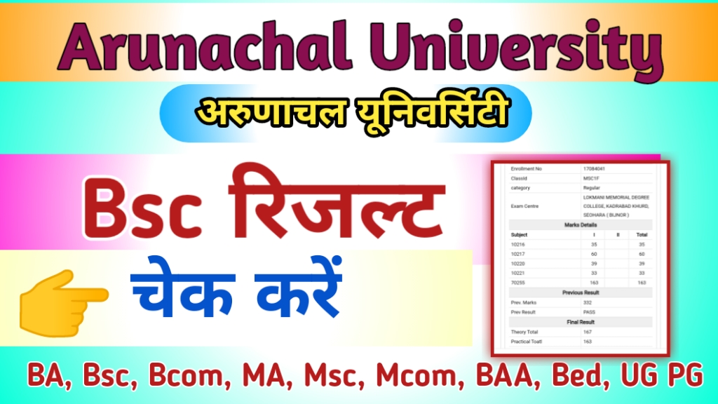 Arunachal University Bsc Result 2024