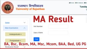 Rajasthan University MA Result 2024