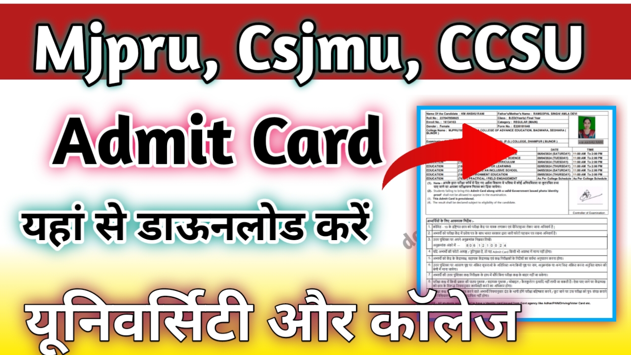 Mjpru Admit Card 2024, Ccsu Admit Card 2024,