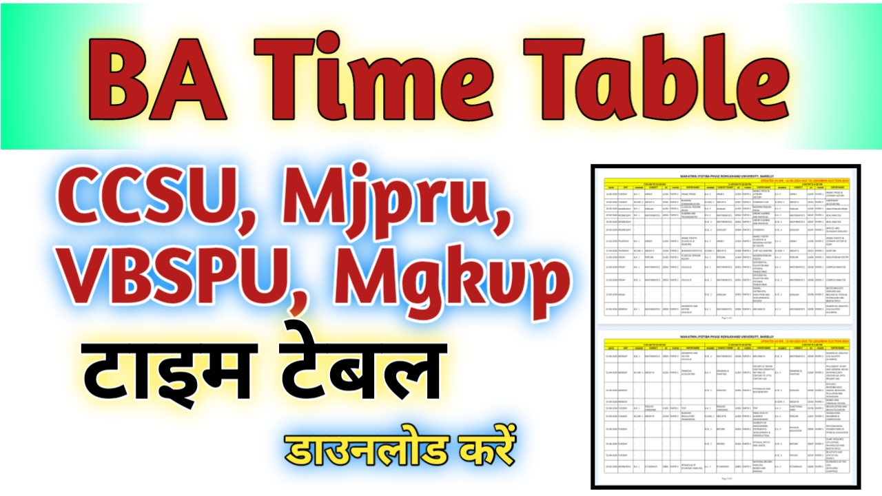 BA Time Table 2024 CCSU Mjpru VBSPU MGKVP
