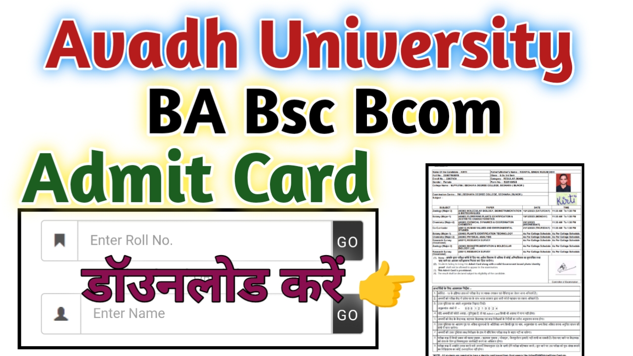 Avadh University Admit Card 2024